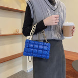 Checkered Shoulder Bag with Acrylic Chain, Portable for Women