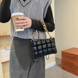 Checkered Shoulder Bag with Acrylic Chain, Portable for Women