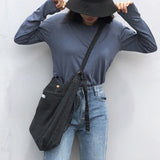 Vintage Denim Canvas Shoulder Bag for Students