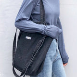 Vintage Denim Canvas Shoulder Bag for Students