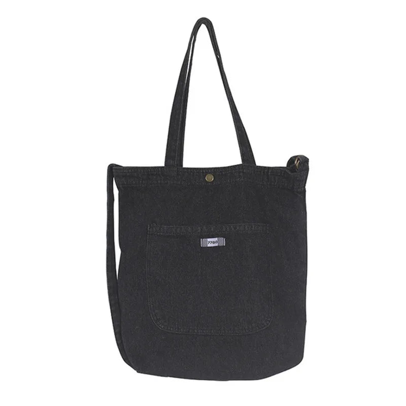 Vintage Denim Canvas Shoulder Bag for Students