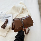 High Chains Shoulder Bags Retro Texture Messenger Bag