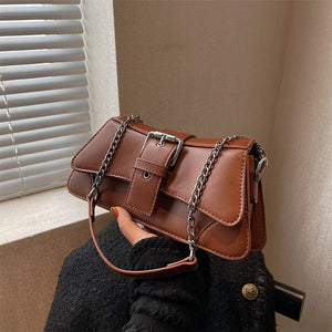 High Chains Shoulder Bags Retro Texture Messenger Bag