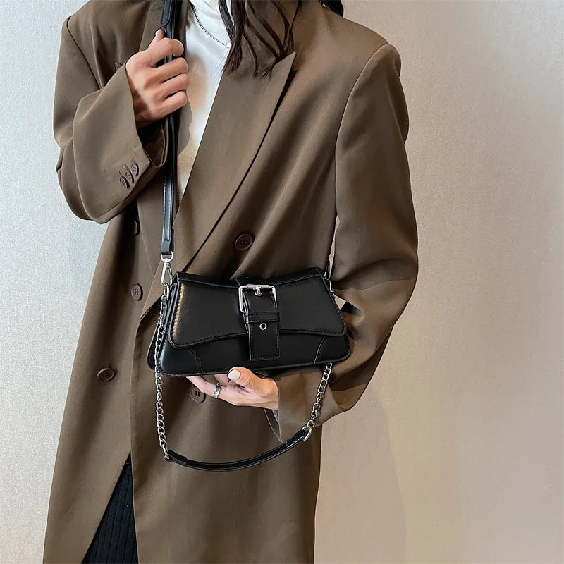 High Chains Shoulder Bags Retro Texture Messenger Bag