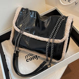 Large Capacity Woman Chains Shoulder Bags PU Leather Messenger Bags