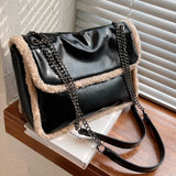 Large Capacity Woman Chains Shoulder Bags PU Leather Messenger Bags
