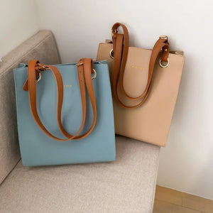 Large-Capacity Soft Leather Shoulder Bag Multicolore Tote