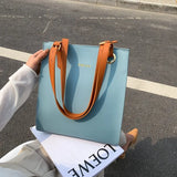 Large-Capacity Soft Leather Shoulder Bag Multicolore Tote