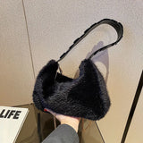 Plush Handbags Bags for Women Autumn And Winter Texture Female Shoulder Bags