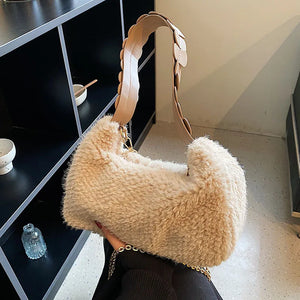 Plush Handbags Bags for Women Autumn And Winter Texture Female Shoulder Bags