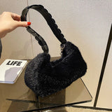 Plush Handbags Bags for Women Autumn And Winter Texture Female Shoulder Bags
