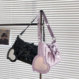 Ins Style Patent Leather Underarm Bag with Bow Mirror