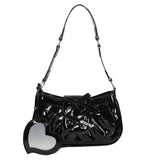 Ins Style Patent Leather Underarm Bag with Bow Mirror