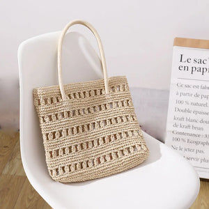 Straw Bag Ins Fire Hollow Air One-Shoulder Hand-Woven Bag