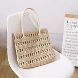 Straw Bag Ins Fire Hollow Air One-Shoulder Hand-Woven Bag