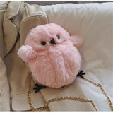 Plush Owl Crossbody Bag with Chain Shoulder Strap