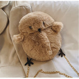Plush Owl Crossbody Bag with Chain Shoulder Strap