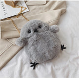 Plush Owl Crossbody Bag with Chain Shoulder Strap