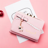 Small Fresh Short Bow Purse Cheap Ladies Wallets Cat Pendant
