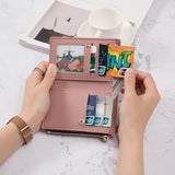 Embroidery Flower Zipper Short Purse Thin Style Multi-card