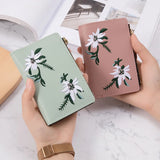 Embroidery Flower Zipper Short Purse Thin Style Multi-card