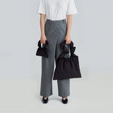 Ruffled One-shoulder Canvas Hand Bag Mini Dumpling Bag