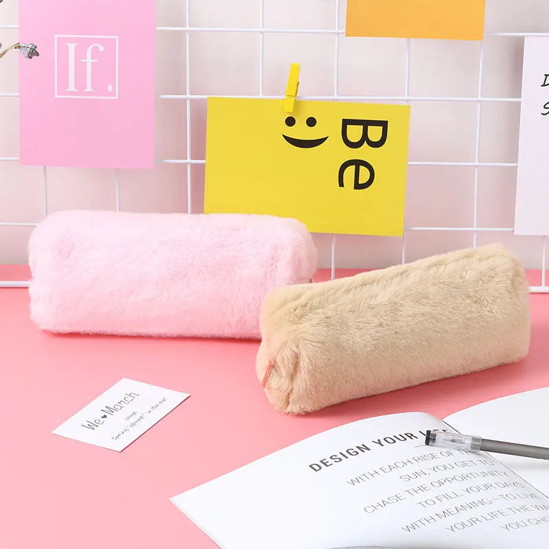 Small Fresh Girl Fluffy Square Octagonal Pen Bag