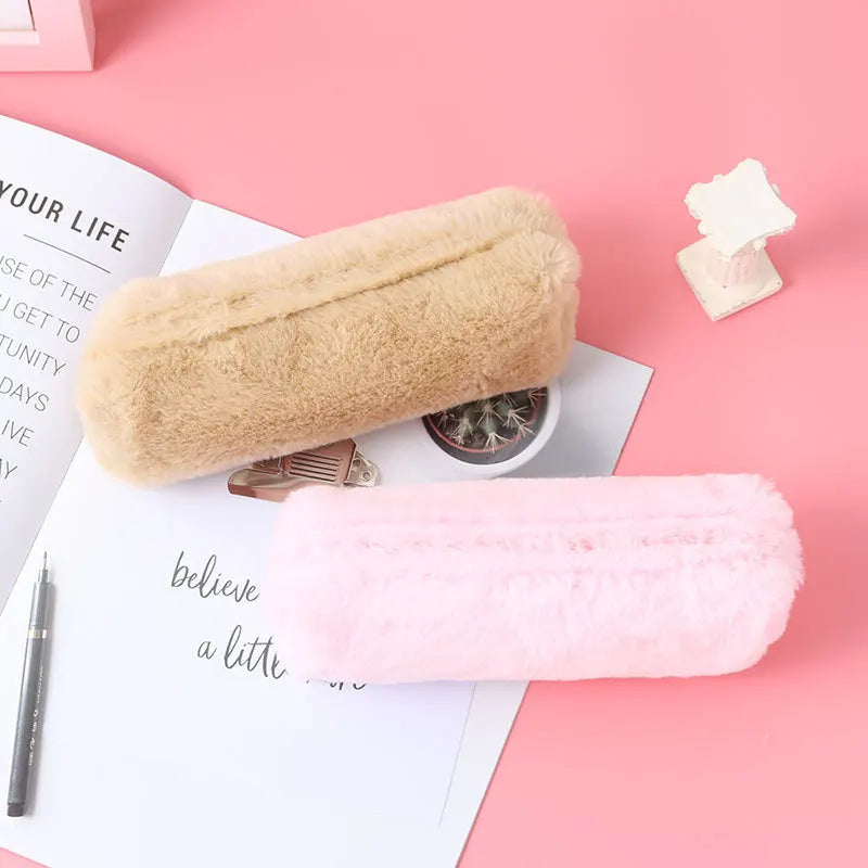 Small Fresh Girl Fluffy Square Octagonal Pen Bag