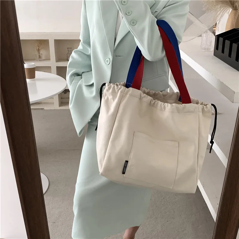 Canvas Shoulder Bag Large Japanese Student Tote Bag