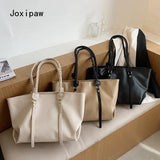 Vintage Large Capacity Tote Bag Solid Versatile Shoulder Bag PU Leather Handbags