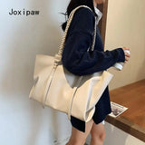 Vintage Large Capacity Tote Bag Solid Versatile Shoulder Bag PU Leather Handbags