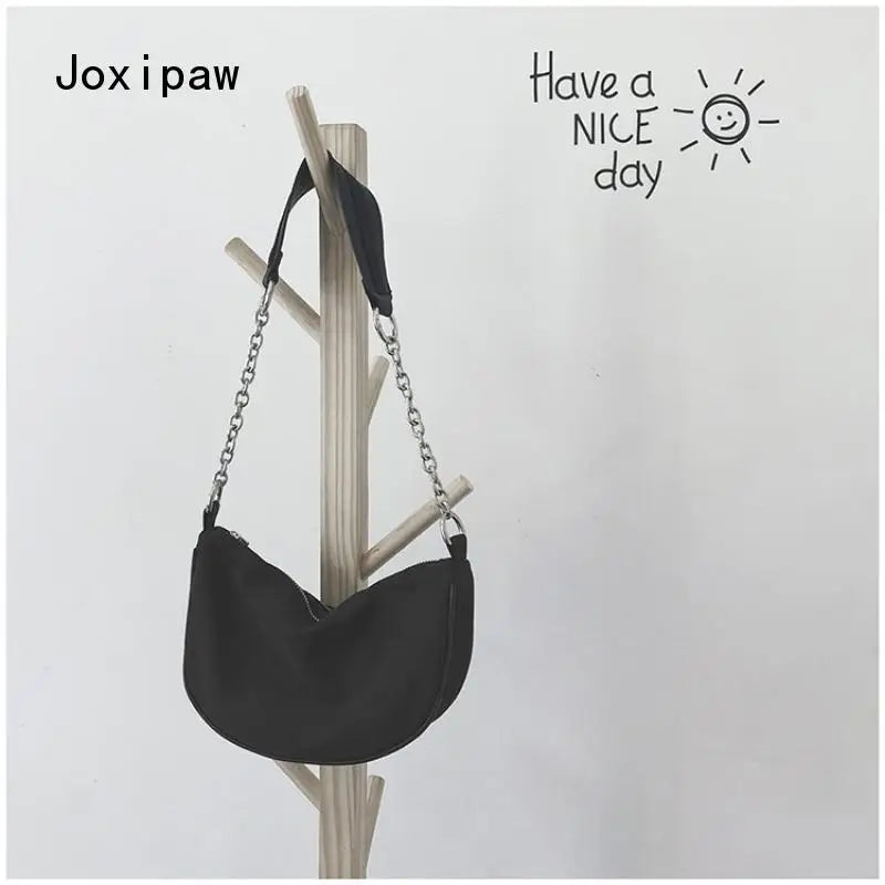 Vintage Nylon Crossbody Bag for Women Girl Chain Shoulder Bag