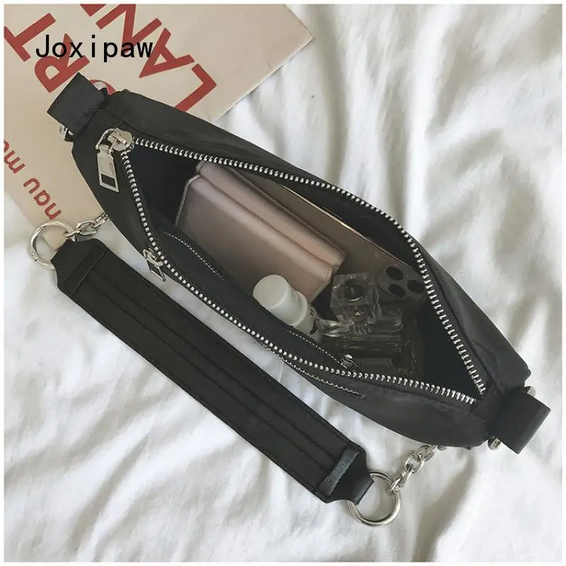 Vintage Nylon Crossbody Bag for Women Girl Chain Shoulder Bag