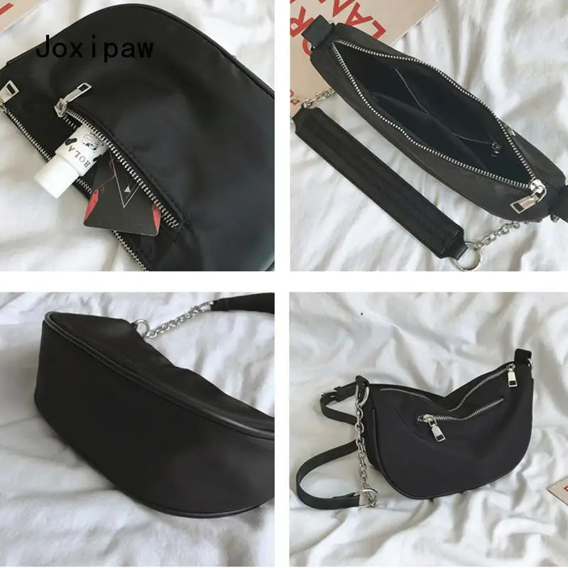 Vintage Nylon Crossbody Bag for Women Girl Chain Shoulder Bag