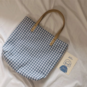 Vintage Plaid Women Large Capacity Tote Bag