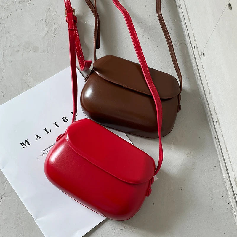 Vintage Red Saddle Shoulder Bag Mini Crossbody Bags H