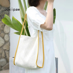 Vintage Canvas Shoulder Bag Casual Tote Bag Large Capacity Handbags Female