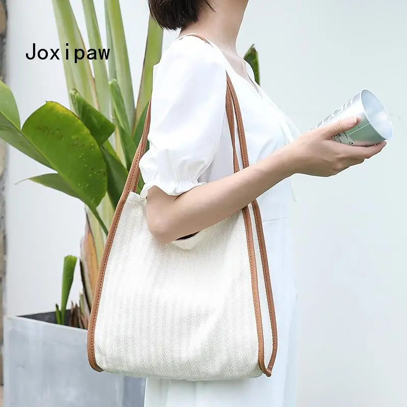 Vintage Canvas Shoulder Bag Casual Tote Bag Large Capacity Handbags Female