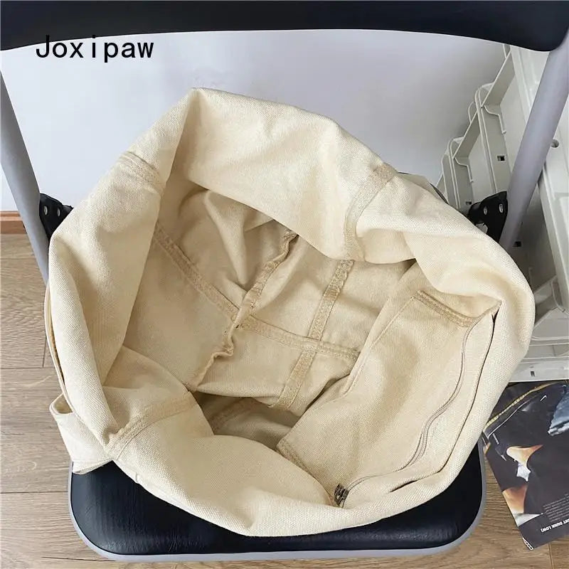 Vintage Canvas Shoulder Bag for Women Casual Crossbody Bags Female