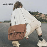 Vintage Canvas Shoulder Bag for Women Large Capacity Crossbody Messenger Bag