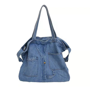 Women's Denim Canvas Shoulder Bag Large Capacity Casual Tote Handbag