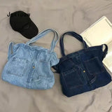 Women's Denim Canvas Shoulder Bag Large Capacity Casual Tote Handbag