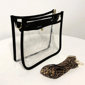 Vintage PVC Shoulder Bag Leopard Print Crossbody Bag