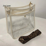 Vintage PVC Shoulder Bag Leopard Print Crossbody Bag
