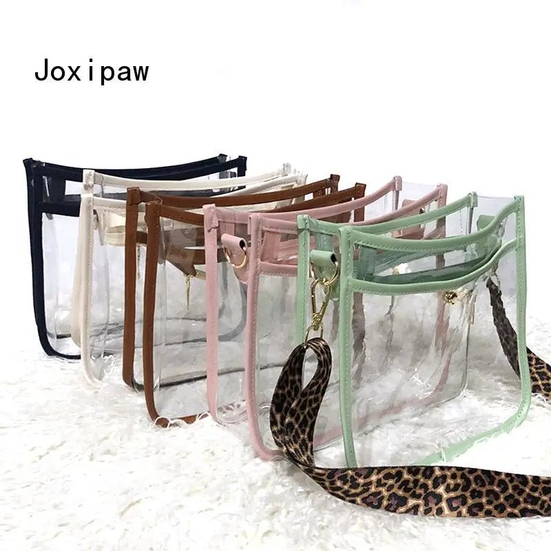 Vintage PVC Shoulder Bag Leopard Print Crossbody Bag