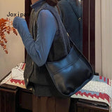 Vintage PU Leather Shoulder Bag for Women Large Capacity Crossbody Bag