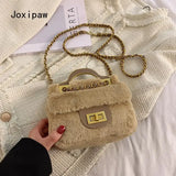 Vintage Mini Crossbody Bag for Women Plush Messenger Bag