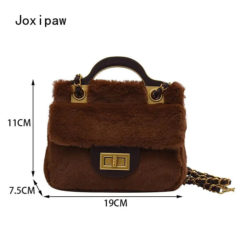 Vintage Mini Crossbody Bag for Women Plush Messenger Bag