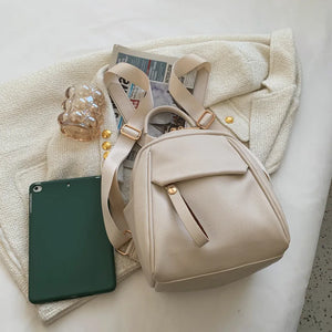 Solid Leather Women Backpack Large Capacity All-Matched Ladies Bag