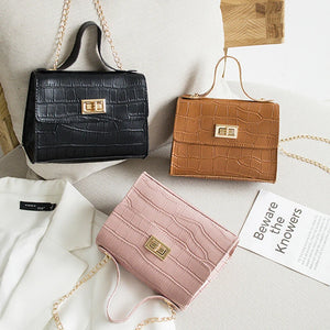 Crocodile Pattern Sling Bag Crossbody Chain Shoulder Messenger Commute Small